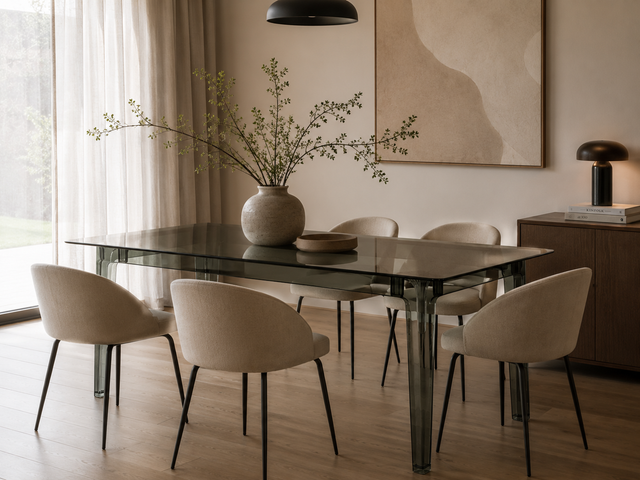 Mesa de comedor Velo en ambiente de comedor con sillas