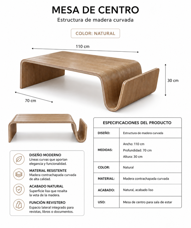 Mesa de centro Veta