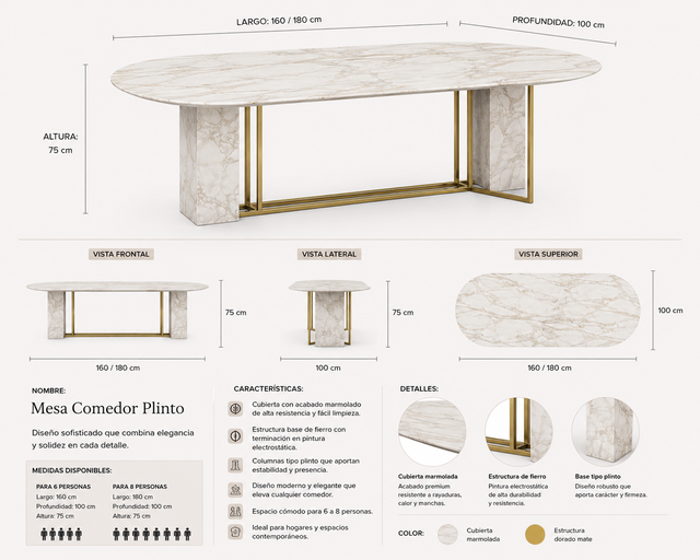 Mesa de Comedor Plinto