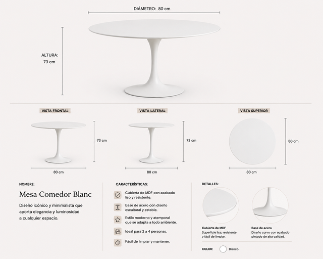Mesa de Comedor Blanc
