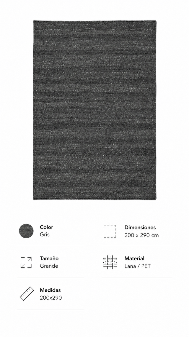 Especificaciones técnicas Alfombra Bruma gris 200x290 cm lana PET - Pardecosas