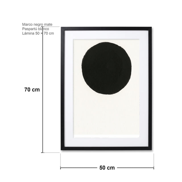 Ficha de medidas del cuadro enmarcado: 50 cm de ancho por 70 cm de alto