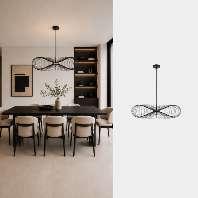 Lámpara colgante Élan negra metálica con LED integrado y diseño escultórico