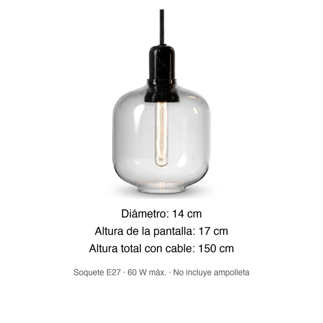 Medidas de la lámpara colgante Alba: diámetro 14 cm, altura 17 cm, altura total con cable 150 cm