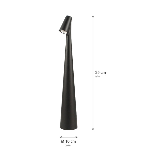 Ficha de medidas de la Lámpara Faro: 35 cm de alto y 10 cm de diámetro de base