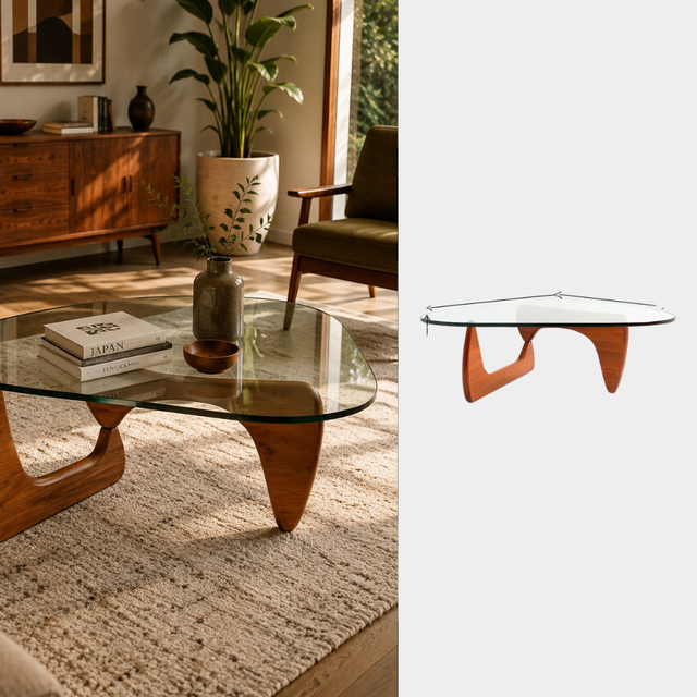 Mesa de Centro Palm Springs base de madera y tapa de vidrio templado - Pardecosas
