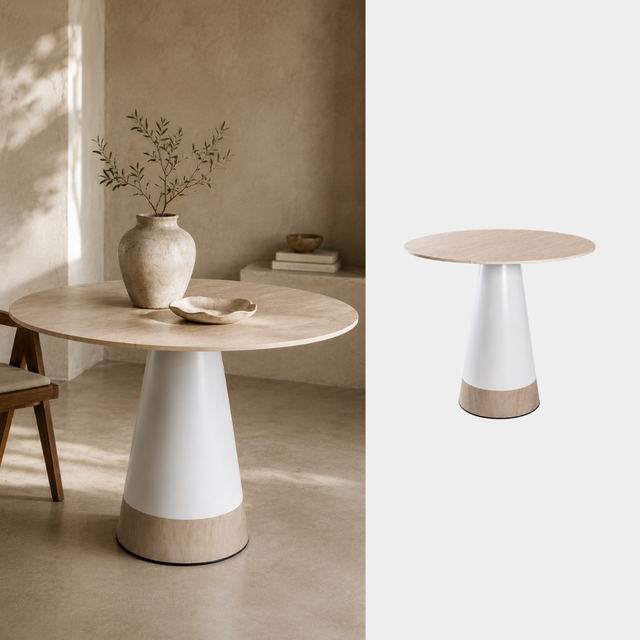 Mesa de Comedor Bellagio redonda en madera - portada diseño contemporáneo