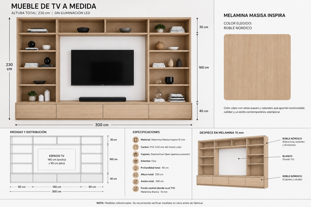 Mueble TV Horizonte - Nichos decorativos y módulos de almacenamiento