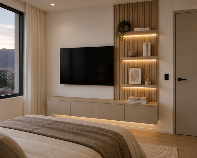 Rack de TV Nova - Mueble TV con almacenamiento y iluminación LED para living