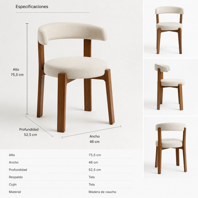 Especificaciones y medidas de la silla de comedor Arco