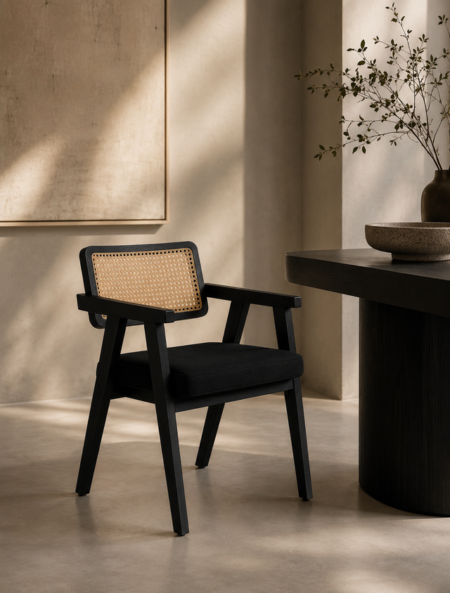 Silla Mara Black en ambiente de comedor cálido - Pardecosas