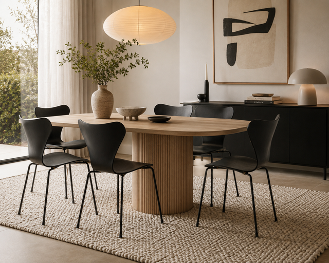 Set de sillas Noma negras junto a mesa de comedor ovalada - Pardecosas